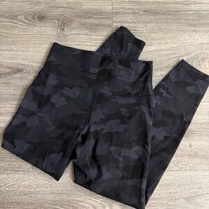 Lululemon Wunder Train High-Rise Leggings Crop Black Camo Women Size 8